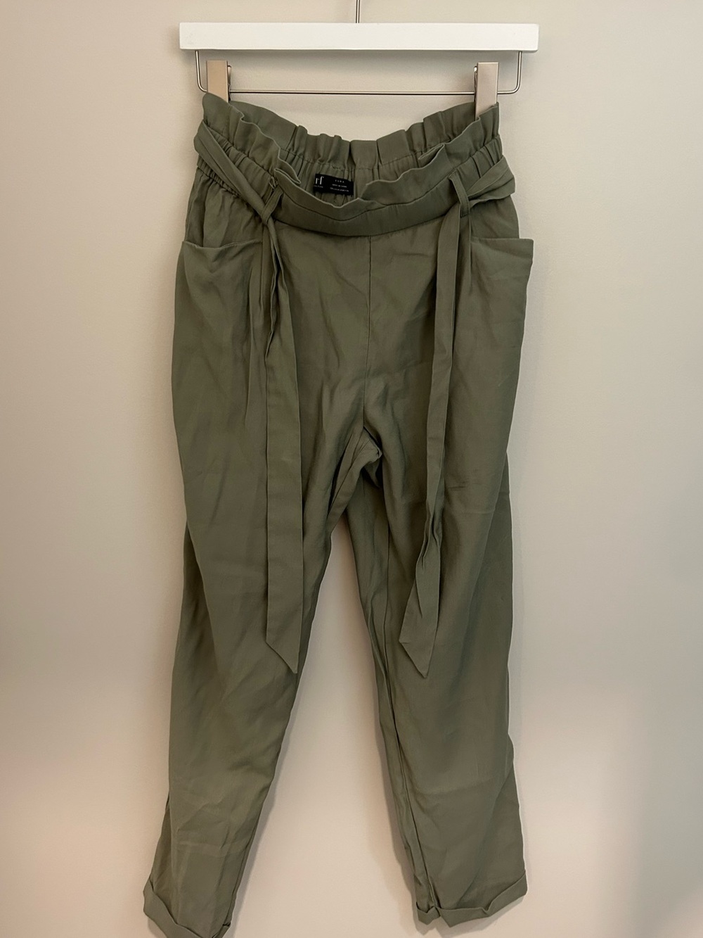 Zara TRF Sage Green Paperbag Pants
